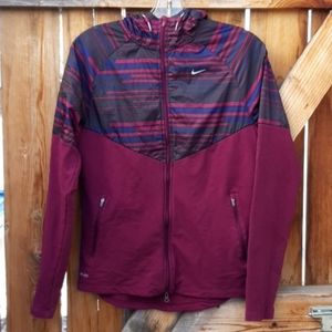 Nike running hooded jacket medium burgundy